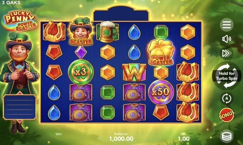 Lucky Penny Power Scatter - Símbolo Power Scatter con moneda de oro y retroiluminación